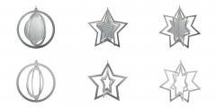 Baumschmuck-Set bestehend aus Kugel, 5 und 7 Zacken Stern mit & ohne Füllung