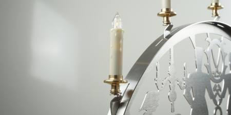Schwibbogen Edelstahl Detail LED-Kerzen