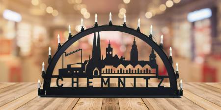 Schwibbogen Motiv Chemnitz aus Metall für Außen